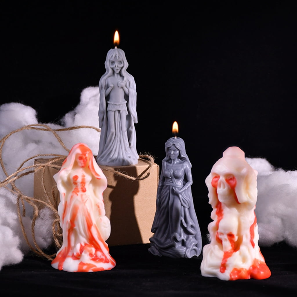 ZPAQI 4Pcs Scary Bride Silicone Candle Molds for Making Candle