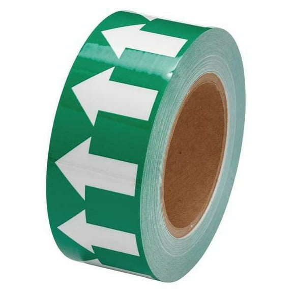 Brady Arrow Tape,2inWx30 yd.,White/Green,Poly 106171