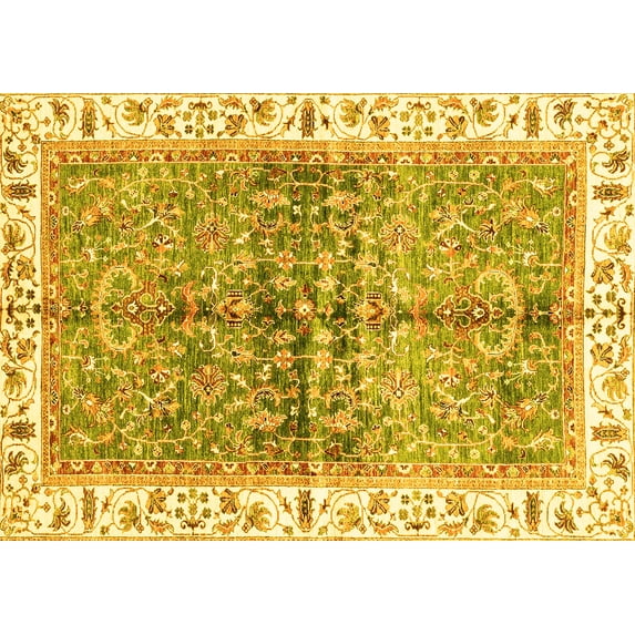 Ahgly Company Indoor Rectangle Oriental Yellow Traditional Area Rugs, 2' x 3'