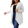 thumbnail image 2 of DARING DIVA Plus Size Long Sleeve Open Front Lightweight Cardigan 4X White, 2 of 6