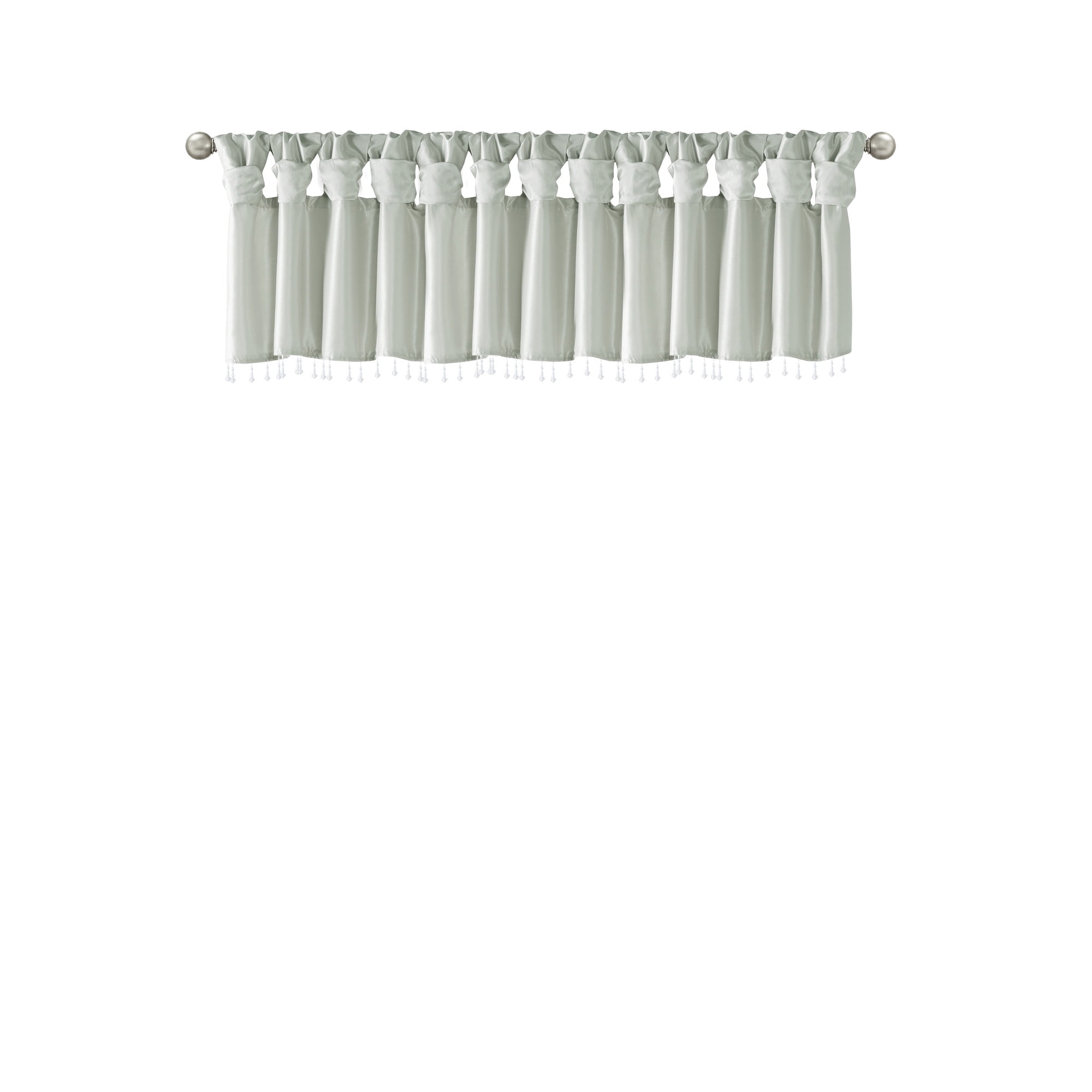 MAYEERTY 50x26" Lightweight Faux Silk Valance - With Beads, Dusty Aqua