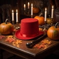 thumbnail image 5 of Roll Brims Tall Top Hat for Adult Bowlers Hat Magicians Hat Halloween Party Hat Cosplay Costume Stage Show Headwear Red, 5 of 7