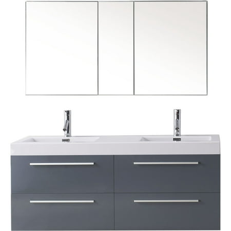 Jd 50754 Gr Modern 54 Double Sink Bathroom Vanity Set Grey W Polished Chrome Faucet