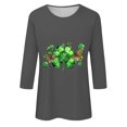 thumbnail image 4 of Cavosen St.Patrick's Day Dressy Tops for Women 3/4 Sleeve Holiday Shamrock Green Print Tees Pullover Round Neck Festival Blouse Blessed Vacation Stylish Shirts Casual Tshirts 2XL, 4 of 4