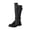Black, variant on Mens Motorcycle Leather Boots Fashion Round Toe Side Buckle Strap Low Heel Knee High Boots Vintage Engineer Biker Boots for Men with Back Zipper,6.5
