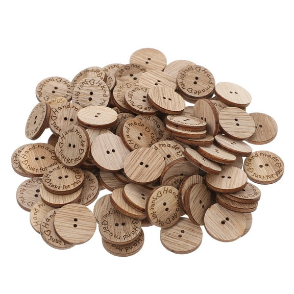 WHAMVOX 100Pcs Rustic Pine Wood Buttons 20Mm For Handmade Items And Diy Projects