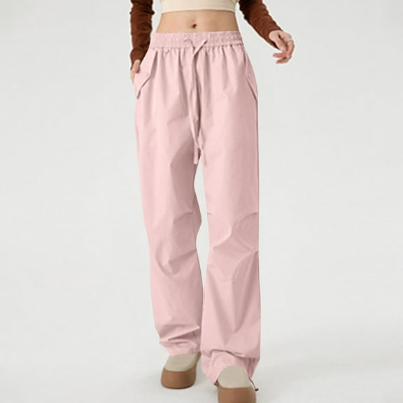BinBiL Women's Work Pants Thin Straight Leg Wide Leg Pants Long Pants Pink XS(XS)