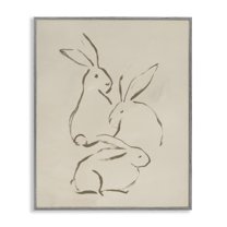 Stupell Industries Earthtone Bunny Sketch Animals Drawing Gray Framed Art Print Wall Art, 24 x 30