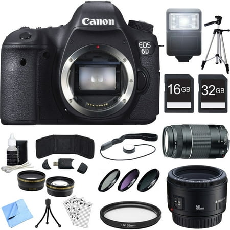 Image of Canon EOS 6D CMOS Digital SLR Camera Lenses and Cards Bundle