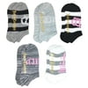 Juicy Couture Girls 5-Pack No Show Socks, Shoe Size 10-4, Greys, Black, White and Pink