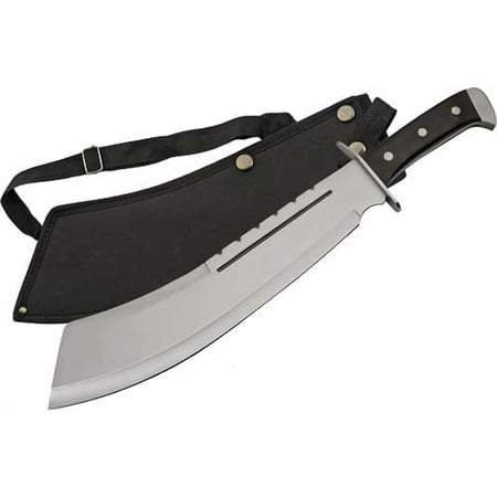 SZCO 18.25 Inch Black Wood Bully Machete Full Tang Stainless Steel Blade Pakkawood Handle Nylon Sheath Outdoor Utility Tool