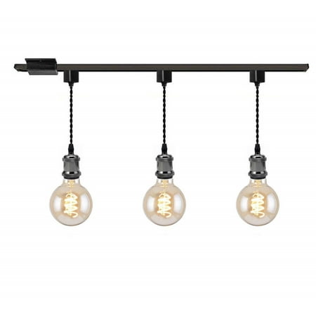 

FSLiving 3-Lights H System Track Mini Pendant Pearl Black Finish Lamp Holder Fitting Track Light Kit Rose Pendant Braided Fabric Flex Cord Length 11.81 in TB0123-30CM