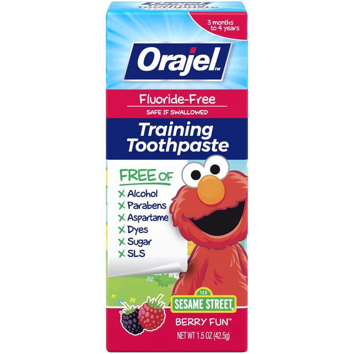 Orajel Elmo Fluoride-Free Training Toothpaste, Berry Fun, One 1.5oz Tube: 3 pack  Orajel