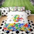 thumbnail image 3 of Erosebridal Letter S Soccer Ball Print Bedding Comforter Set, Sports Monogram Full Bedding Set for Kids Boys and Girls, Reversible 7-Piece, 3 of 6