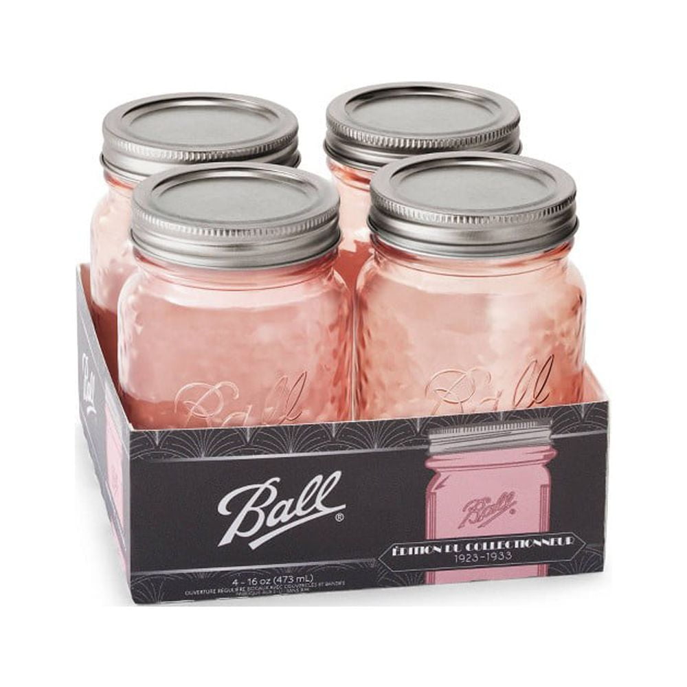 Ball Amber Glass Wide Mouth Mason Jars (16 oz/Pint) With Airtight lids and  Bands [4 Pack] Amber Canning Jars - Microwave & Dishwasher Safe. Bundled