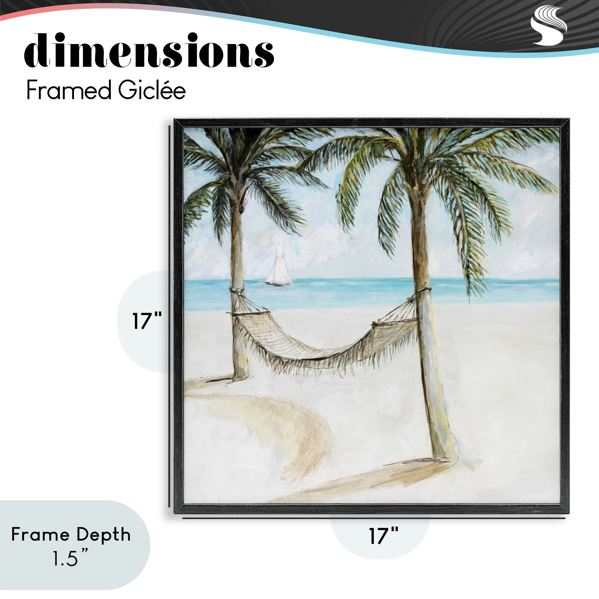 Stupell Industries Beach Hammock Coastal Scene Black Framed Giclee Art, design by Lorenzo Collective