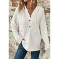thumbnail image 5 of TITAKING Women's Casual Waffle Knit Hoodie, Long Sleeve, Pullover, White L, 5 of 5