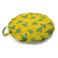 thumbnail image 1 of Frogs Round Floor Cushion with Handle, Continuous Natural Environment Pond Animal and Flowers Illustration, Pillow for Living Room & Dorms, 18" Round, Earth Yellow and Multicolor, by Ambesonne, 1 of 4