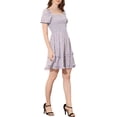 thumbnail image 4 of INSPIRE CHIC Women's Short Puff Sleeve Ruffle Hem Smocked Prom Floral Mini Dress, 4 of 6