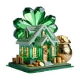 thumbnail image 3 of Flat St Patrick's Day Elegant Green Crystal Four-Leaf Acrylic Tabletop Decor Ornament, 3 of 5