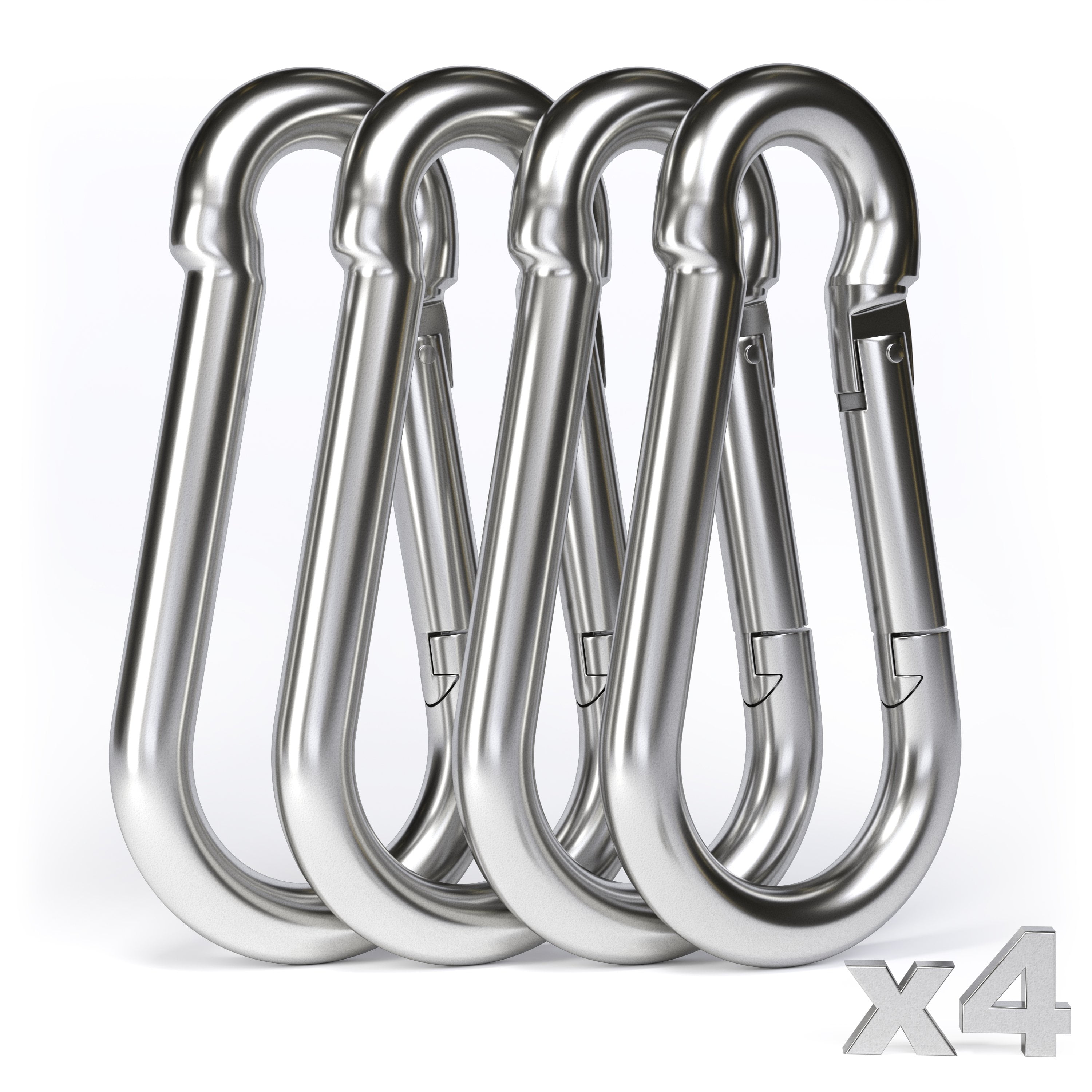 OWAYOTO Carabiner Clip Black Spring Snap Hook 3 Inch Steel Link Buckle Heavy Duty 8x80mm 4pcs for Hammock Swing Outdoor Camping Hiking 
