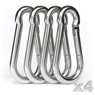 Wideskall 3.5 Heavy Duty Metal Screw Lock Carabiner Hook Snap Clip D-Ring  Chrome Silver - Pack of 5
