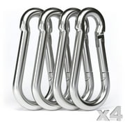 dimok Heavy Duty Carabiner Clips Stainless Steel Spring Snap Hook Set - Camping Swing Boat Hammock Hiking 3 1/2 Inch