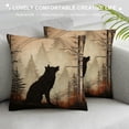 thumbnail image 3 of ARISTURING  Cute Wolf Throw Pillow Cover Soft for Girls Boys Wolves Howling Throw Pillowcase Room Animal Wolves Tree Pattern Pillow Case Cushion Cover Exotic Style Brown Black Cushion Case, 3 of 5