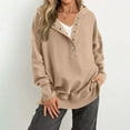 thumbnail image 6 of Craaazy Oversized Sweatshirts for Women Solid Color Hooded Button Long Sleeve Tops Gifts, 6 of 7