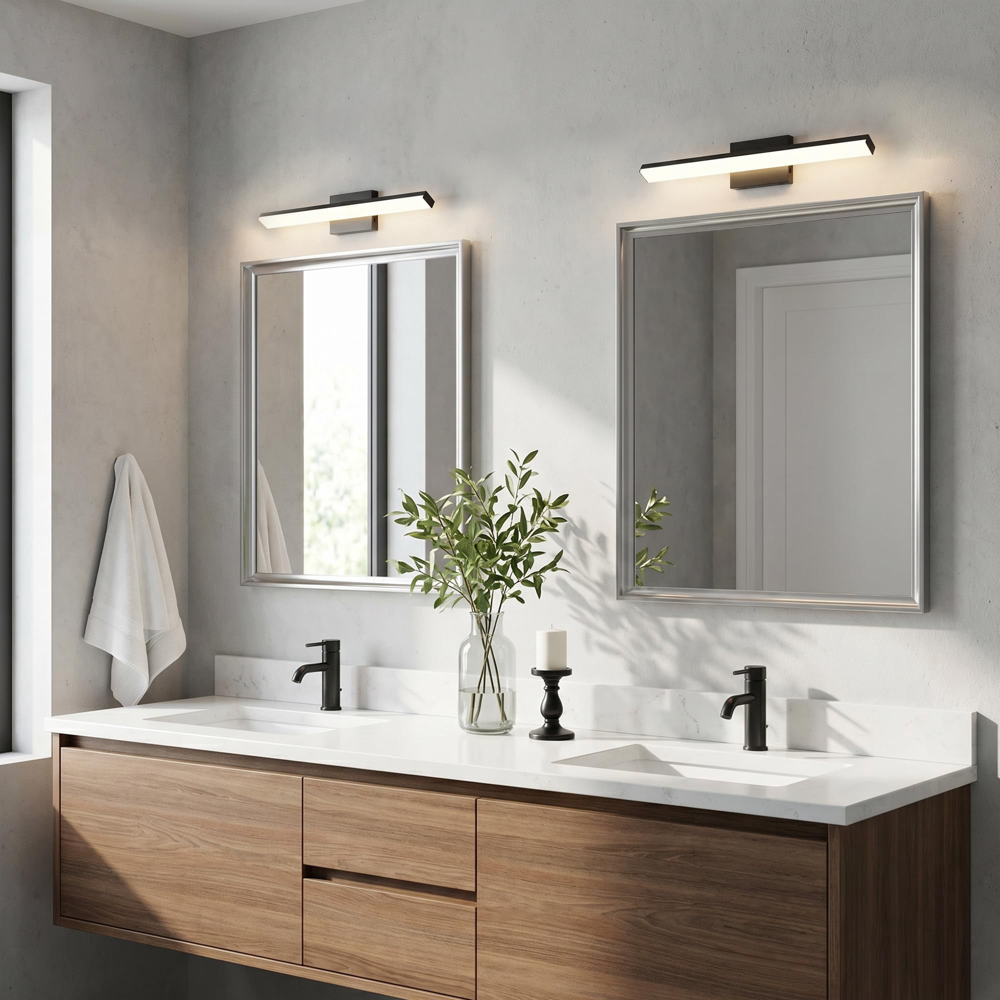 24in 5cct Modern Led Vanity Light For Bathroom Lighting Dimmable 24w Black Painted