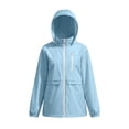 thumbnail image 4 of Cmfcve Rain Jacket for Womens Lightweight Fall Hooded Waterproof Jacket Zip Up Outdoor Hiking Windbreaker with Pockets, 4 of 9