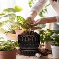 thumbnail image 4 of Ceramic Pot for Plants 5.5 Inch - Ceramic Plant Pot Indoor with Drainage Hole and Saucer, Round  Planter for Indoor Plants Outdoor, Housewarming Gifts, Garden Office Decor, Black, 4 of 14