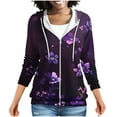 thumbnail image 2 of Womens Coats Plus Size Hooded Pocket Zipper Print Long Sleeve Sweatshirt Coat Outerwear,Tops for Women, 2 of 6