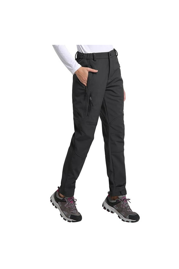 Women's Ski Pants Snow Pants Hiking Fleece-Lined Windproof Water-Resistant Outdoor Insulated Soft Shell Black XXL