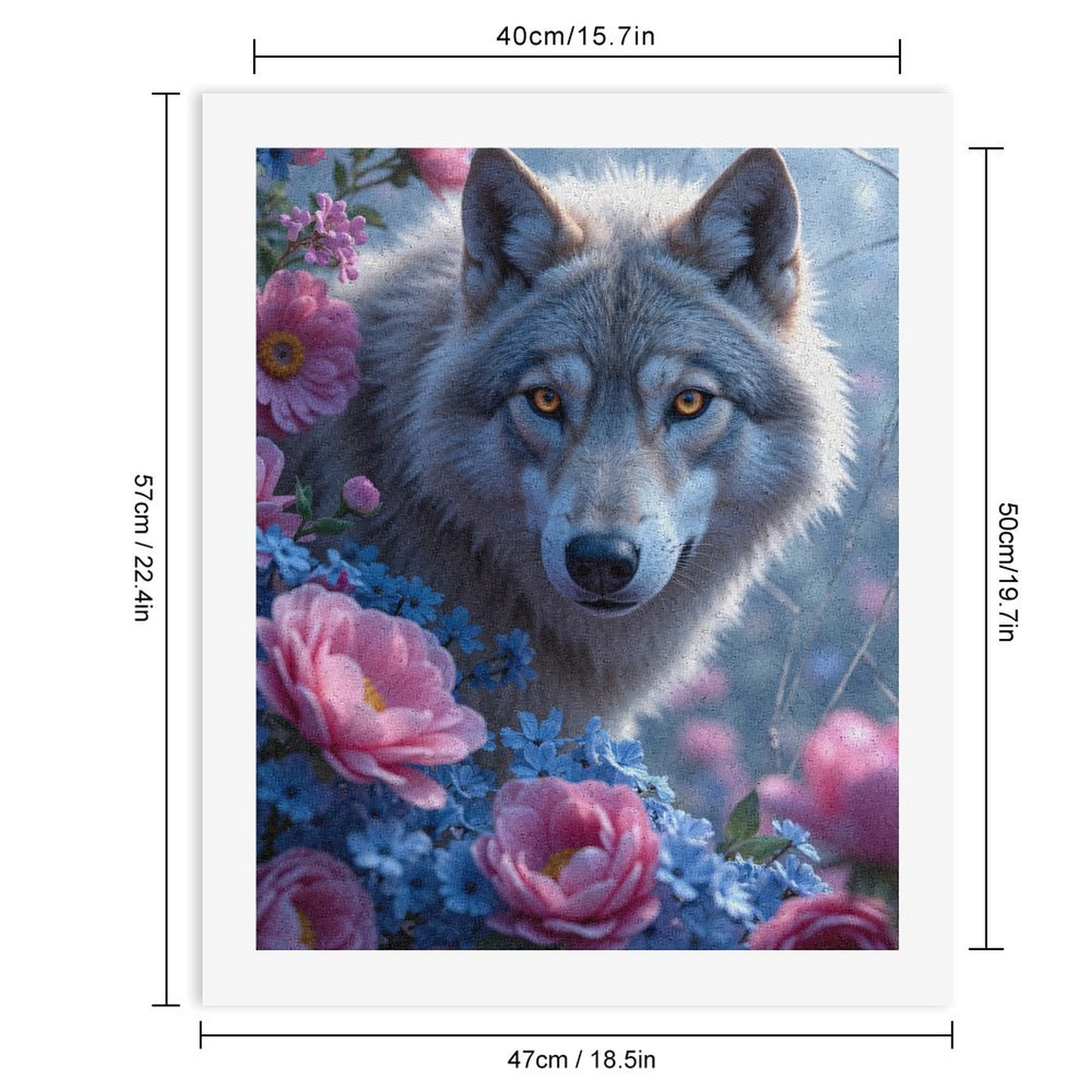 Paint By Numbers Kit for Adults Beginner - DIY Wolf Among Blossoms Canvas Painting Kits for Adults, Frameless Paint By Number for Adults for Home Wall Decor 16x20 Inch