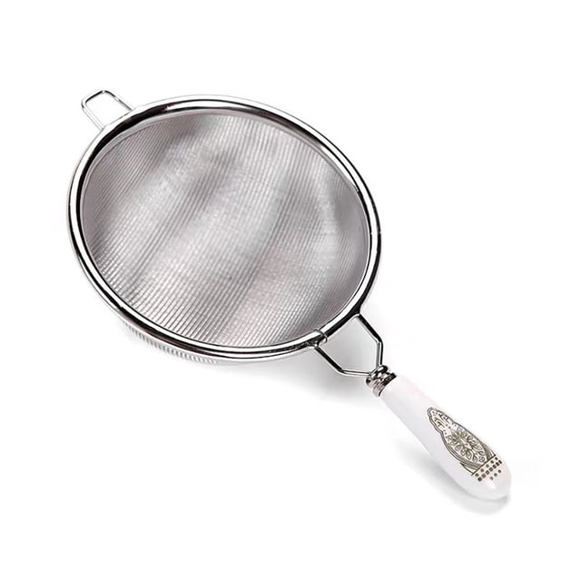 Mango largo reutilizable té infusor de acero inoxidable hoja suelta hierba colador filtro de malla cocinar bebida barra accesorios blanco grande Vogacara HA010889-02