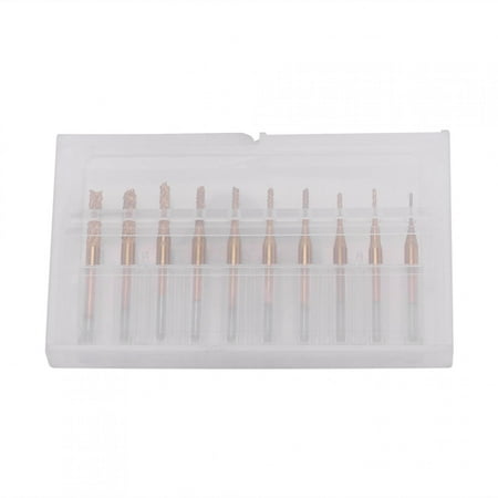 

2024 10pcs Titanium Coated 0.8mm3.17mm End Mill Engraving Bits Rotary Cutter 1/8 Shank