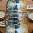 thumbnail image 5 of Tree Oil Painting 108 Inch Table Runner, Impressionist Style Falling Leaves Farmhouse Dresser Scarf Cotton & Linen Tablerunner for Dining/Kitchen Island/Holiday Party Décor 13" x 108", 5 of 9