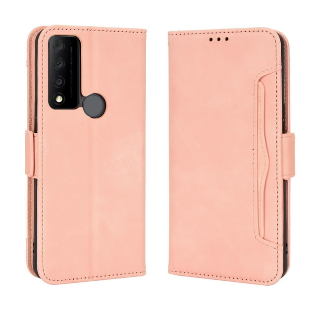 Case for TCL 30V 5G Cover Adjustable Detachable Card Holder Magnetic closure Leather Wallet Case - Pink