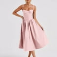 thumbnail image 3 of Women's Off-Shoulder Corset Midi Dress - Strapless Bustier, Flowy Pleated Hem, Elegant for Party & Wedding, 3 of 8