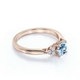 thumbnail image 6 of JeenMata 1.10 carat Round Light Blue Created Aquamarine 7 Stone Vintage Engagement Ring in 18k Rose Gold over Silver, 6 of 6