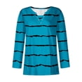 thumbnail image 3 of WREESH Womens Fashion Tunic Top V Neck Print Pullover Regular Fit Button Long Sleeve Tops Christmas Pleated Top Blue, 3 of 3