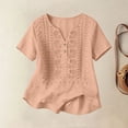 thumbnail image 3 of Uootdi Womens Embroidered Blouses Short Sleeve Split Neck with Floral Embroidered Placket Retro Chic Style Soft Comfortable Everyday Tops Gift, 3 of 9