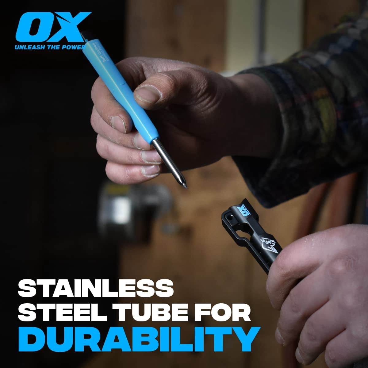 OX Tools 2037131 6.3 in. Tuff Carbon All in One Carpenter Pencil Kit - Black - 4 Piece