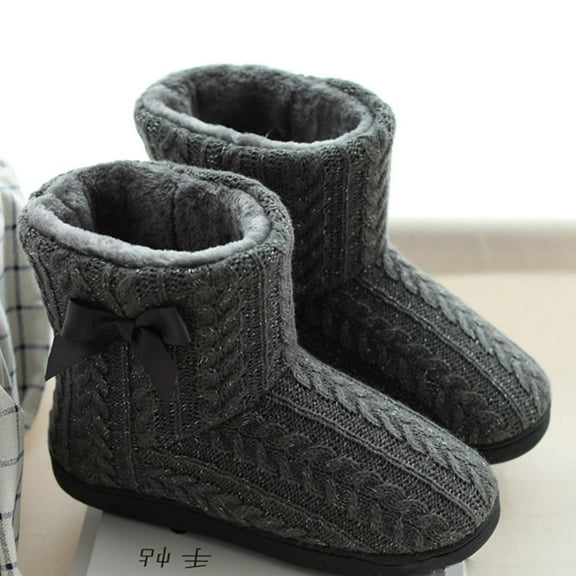 TABLZONE Women's Insulated Slippers, 1 Pair Flat Bottom Cozy Shoes in Dark Grey for Indoor and Outdoor Use