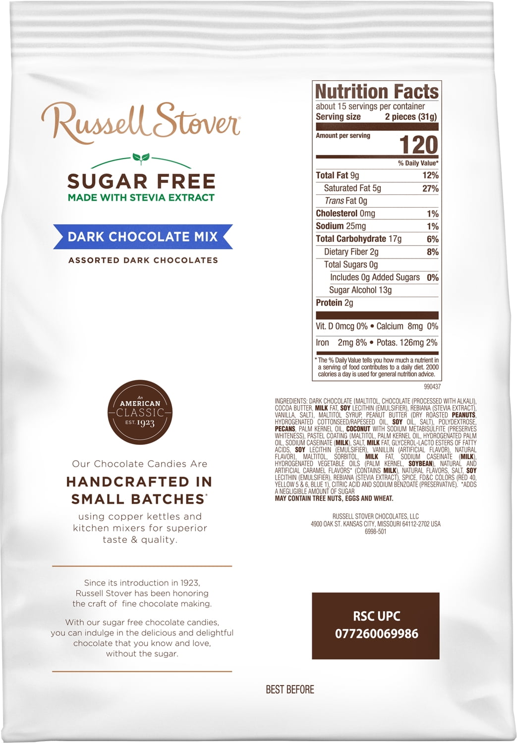 Russell Stover Sugar Free Dark Chocolate Mix, 15.5 oz