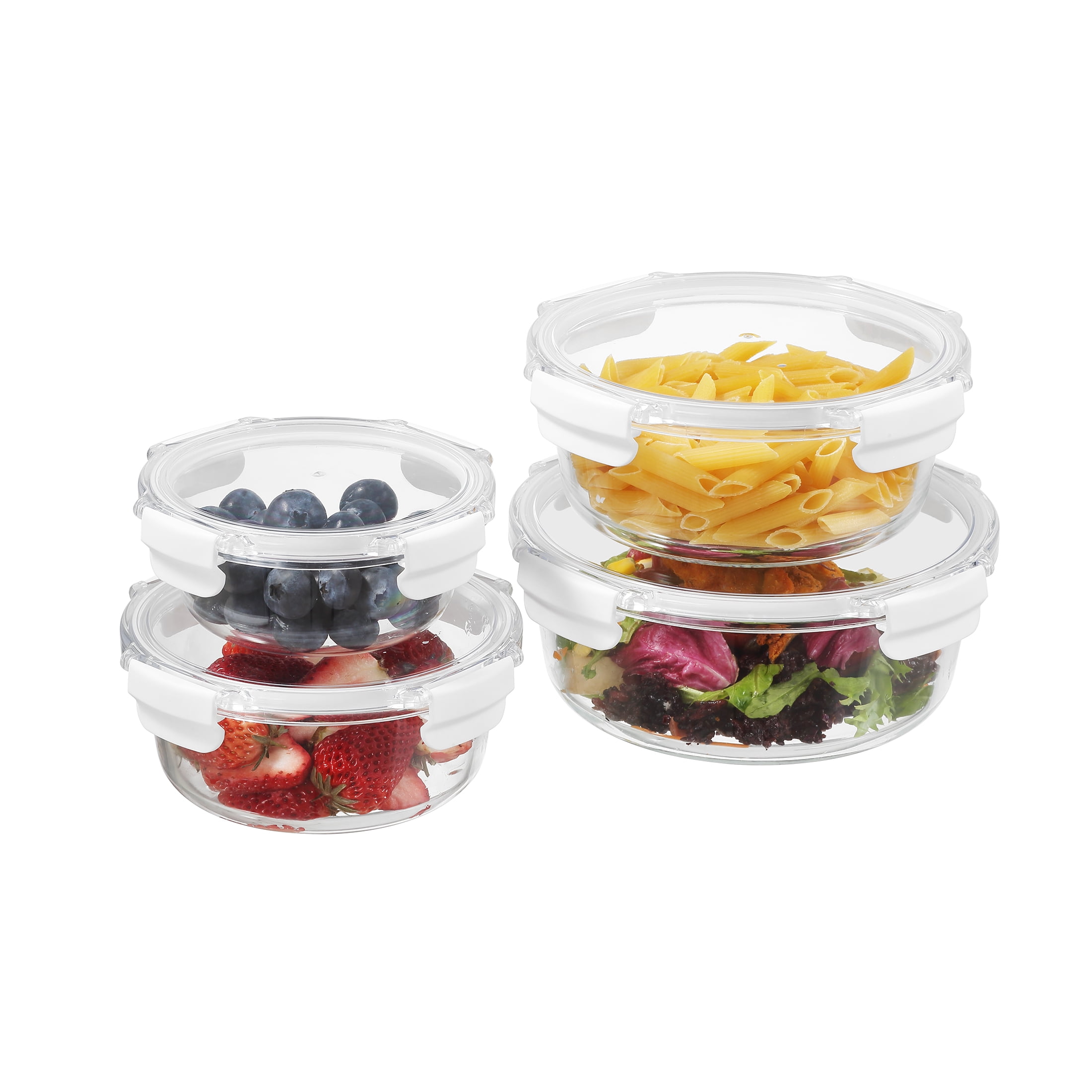Better Homes & Gardens Round Glass Food Storage Container with Tritan Lid. Set of 4, 8 Pieces