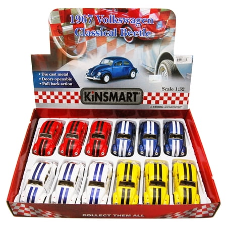 1967 Volkswagen Classic Beetle w/Stripes Diecast Car Package - Box of 12 1/32 scale Diecast Model Cars  Assorted Colors price history on PriceWatchPro