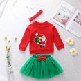 thumbnail image 3 of Xingqing 3 Pcs Jupe en Fil Vert pour Bébé Fille Motif Appliqué Rouge de Noël Col Rond, 3 of 10