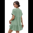 thumbnail image 3 of Vestido de Corta con Escote en V y Dobladillo con Volantes, Color Verde Frijol, Talla M, 3 of 10